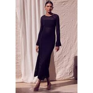 NWT MISA Los Angeles  Irene Cashmere Blend  Light Sweater Dress, Navy - L